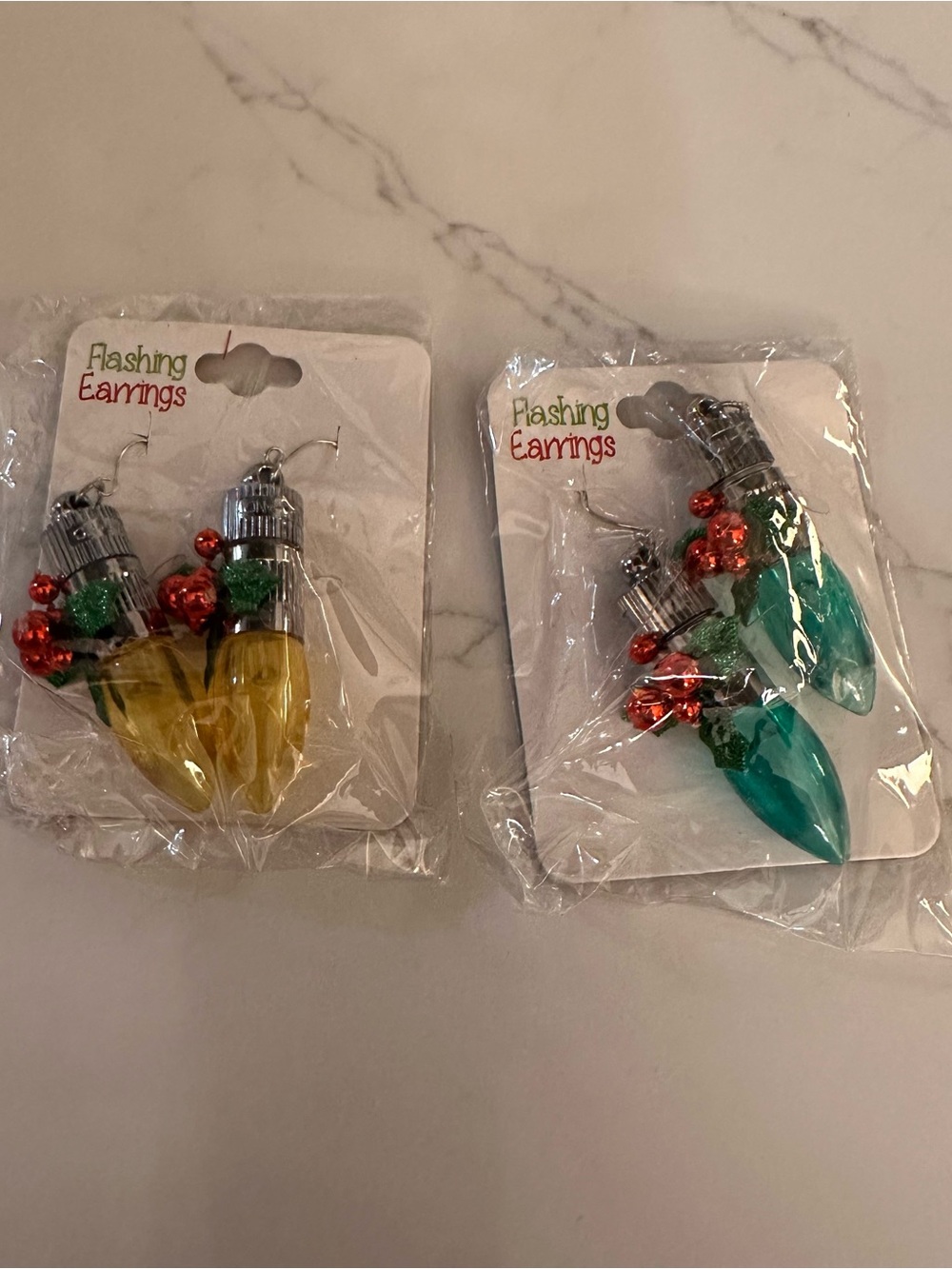 Earrings Kids Holiday Light Dangle - Yellow & Teal
